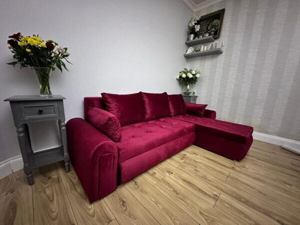 Burgundy Corner Sofa Bed - Image 2